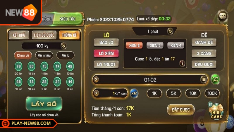 Dạng cược siêu tốc của lô đề New88 trả kết quả nhanh chóng