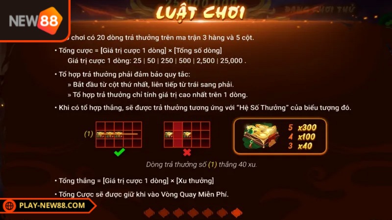 Cần tạo thành line thắng Phong vân hợp lệ để tính thưởng